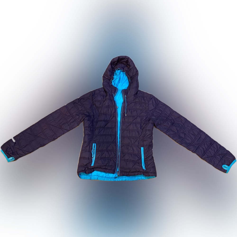 SCOTT WOMENS PUFFER JACKET. purple and blue size medium